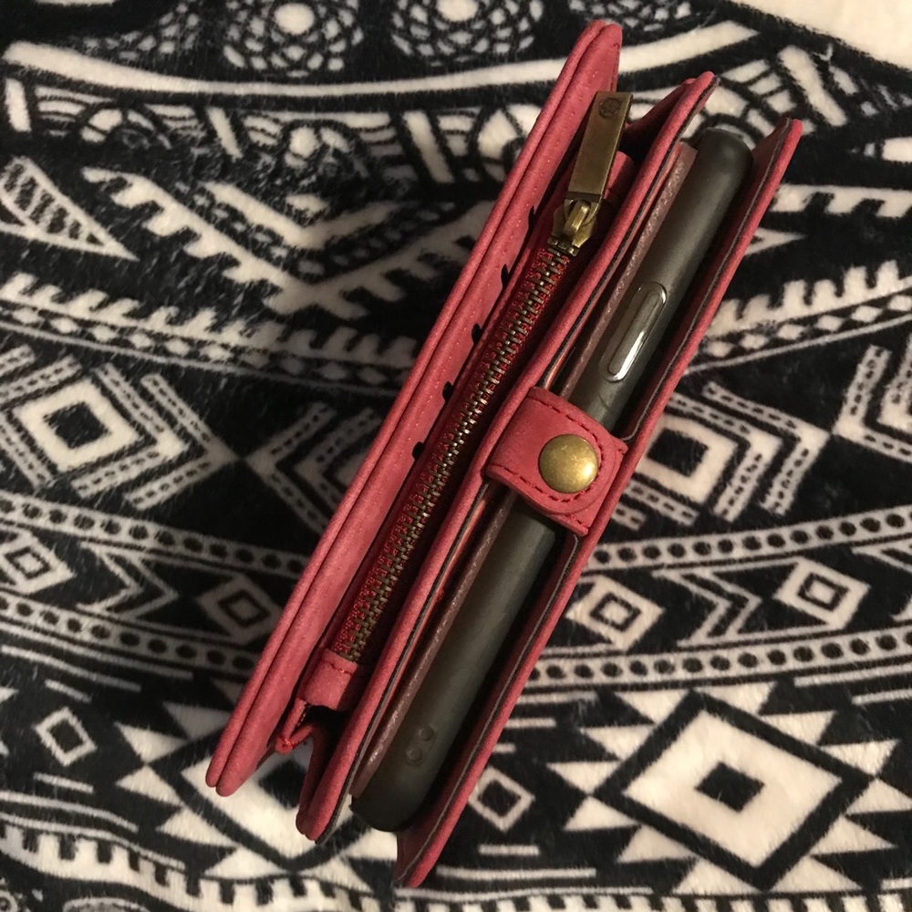 Pink Leather Wallet/Phone Case